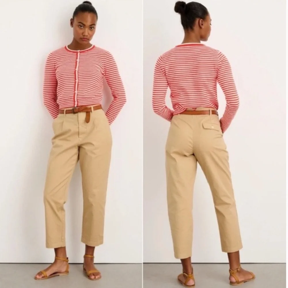 Alex Mill | Women’s Cognac Brown Pleat Front The Boy Pant Ankle Chino Pants Sz 4 - Picture 1 of 16
